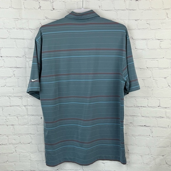 Nike Golf Fit Dry Breathable Mens Large Polo Shirt Gray Striped - Picture 2 of 6